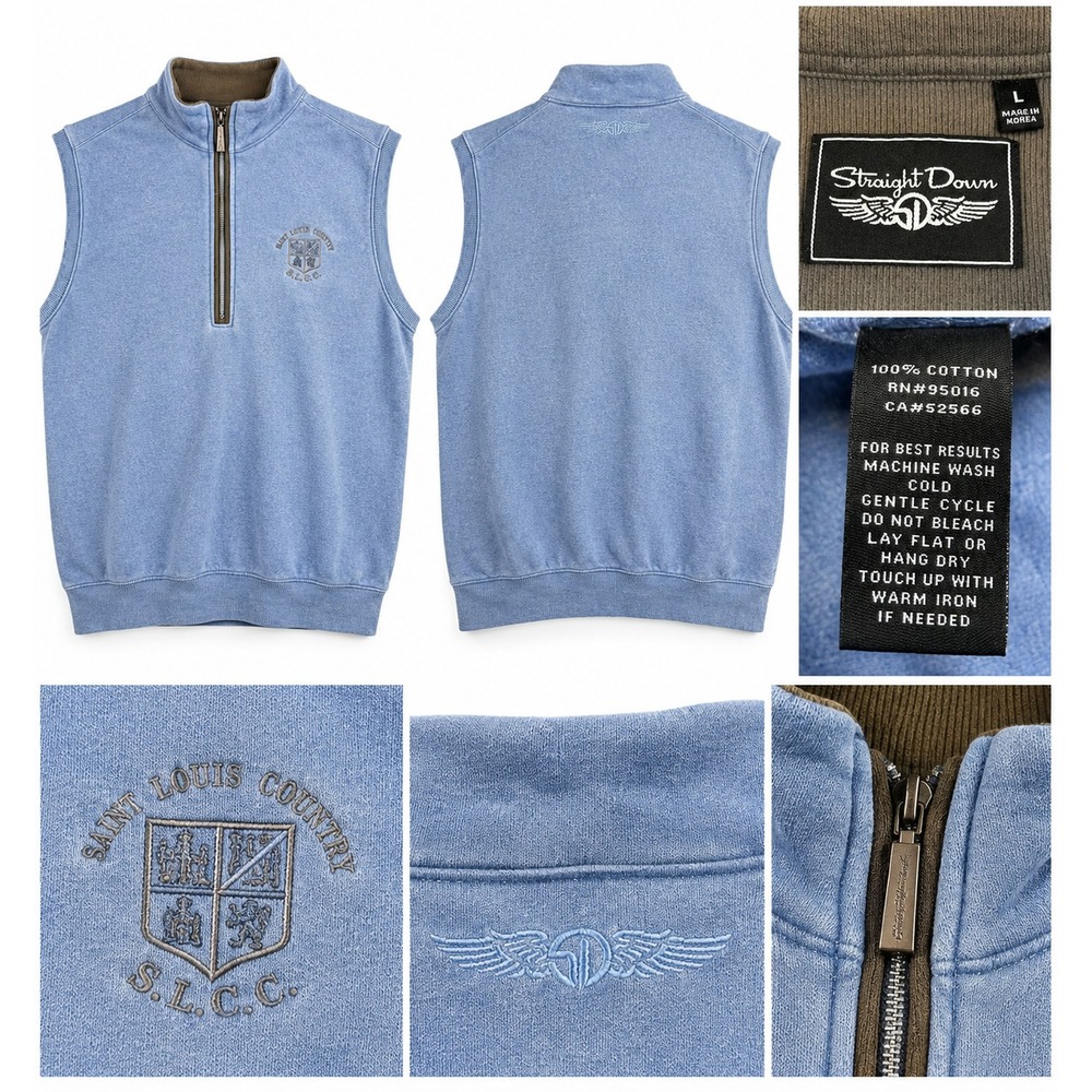 Straight Down Men's Large Blue 1/4 Zip Sweatshirt San Luis Obispo G&CC Pullover